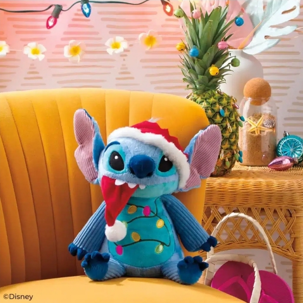 Scentsy Blue Stitch Holiday Plush with Santa Hat